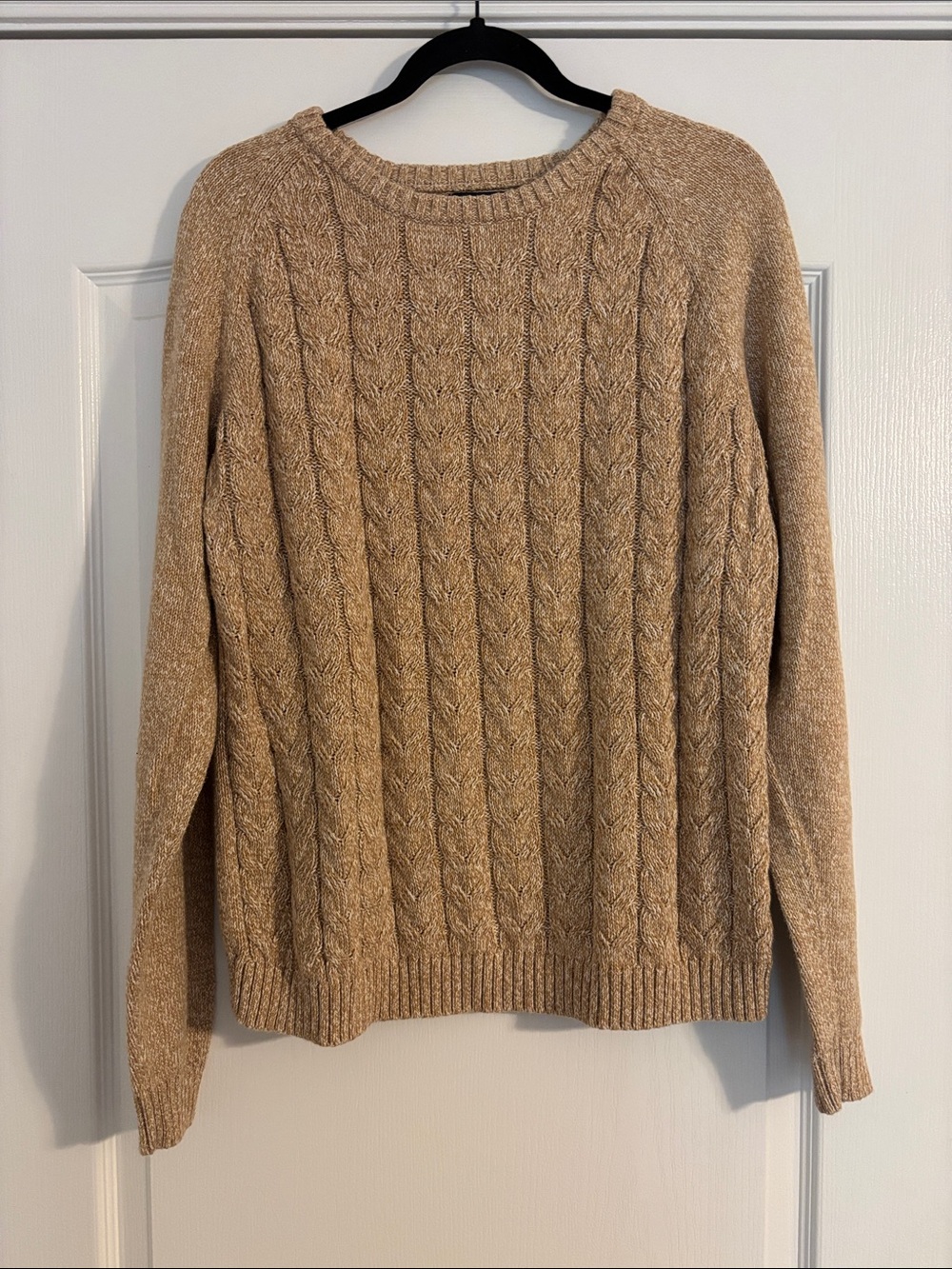 Lands' End Drifter Cable Knit Sweater in Tan Heather